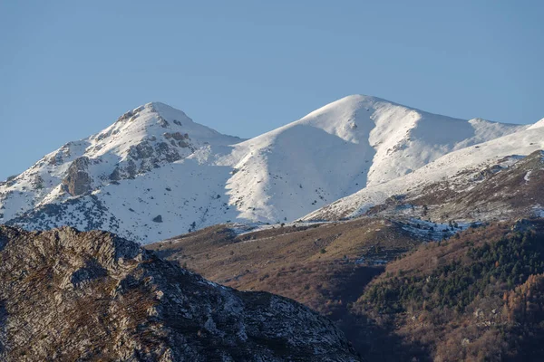 Alpint Vinterlandskap Från Liguriska Bergen Piemonte Regionen Provinsen Cuneo Nordvästra — Stockfoto