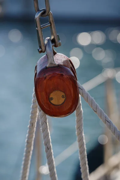 Sailing Boat Pulley Nautical Rope — Stock Photo, Image