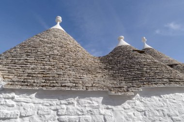 Trulli evleri Alberobello 'da, UNESCO sitesi, Apulia bölgesi, İtalya