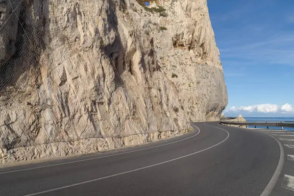 stock image The stunning high altitude cliffside road along the coastline of Liguria, Italy 