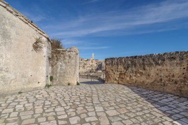 Matera 'daki eski kasaba Basilicata Bölgesi, İtalya. UNESCO Dünya Mirası Alanı