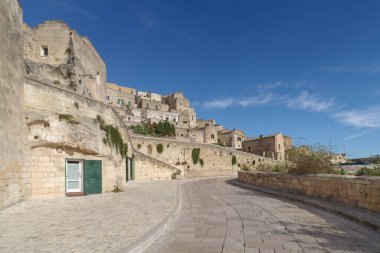 Matera 'daki eski kasaba Basilicata Bölgesi, İtalya. UNESCO Dünya Mirası Alanı