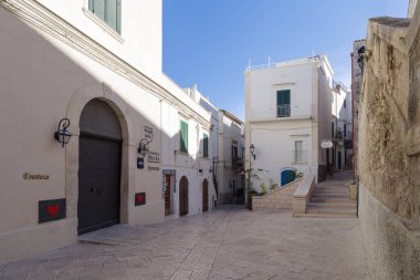 Vieste, İtalya - 28 Ekim 2023: Vieste eski kasabası, Foggia bölgesi, Apulia bölgesi