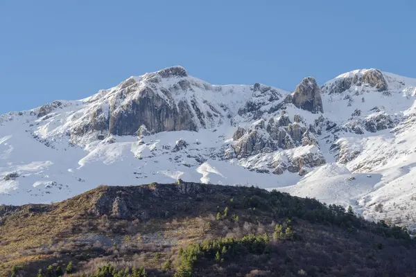 stock image Wintertime in Ligurian Alps, Piedmont region, northwestern Italy