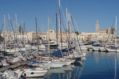 San Nicola Pellegrino Katedrali, Trani, Apulia, İtalya ile birlikte tarihi şehir limanına bakın.