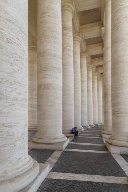 Vatikan - 15 Ekim 2024: Bernini Colonnade, St. Peter Meydanı, Vatikan, Roma, İtalya