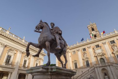 The replica of the statue of the Emperor of Marcus Aurelius in Piazza del Campidoglio, Rome clipart