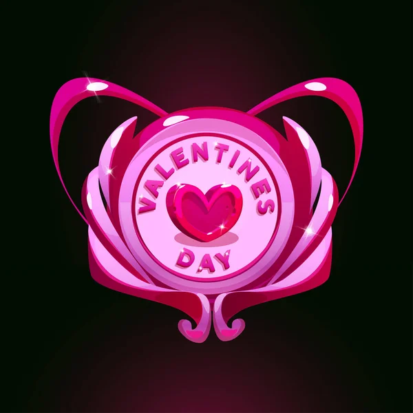 Игровая Кнопка Влюбленных Игровой Значок Дню Святого Валентина Сердце Розовое — стоковый вектор