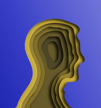 Bir kişinin / erkeğin siluetinin / uygulamasının bir kişi / erkek siluetinin katmanlarıyla / katmanları