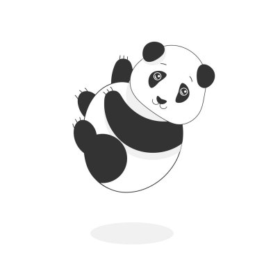 Panda, yere düşüyor, düz stil