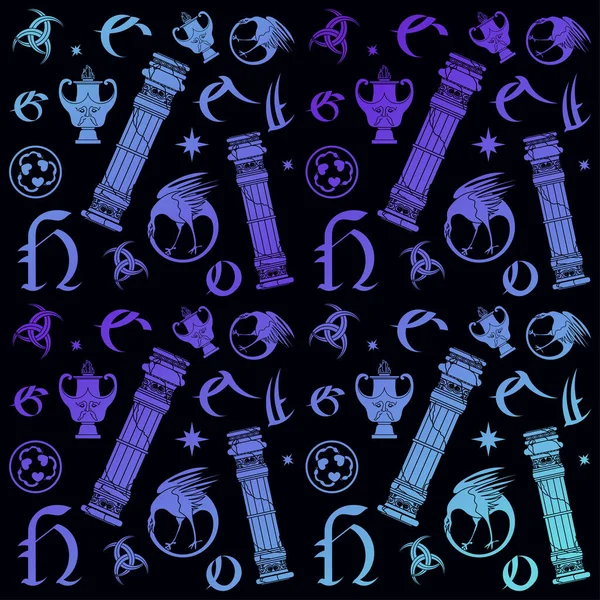 Set Collection Mystic Greek Celestial Clipart Набор Символов Пространства Синих — стоковый вектор