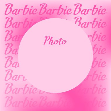 Instagram için şablon gönder. Barbie stilinde pembe çerçeveli fotoğraf çerçevesi. Çerçeveler, yıldızlar, Barbie için eşyalar. Barbie bebek konsepti.