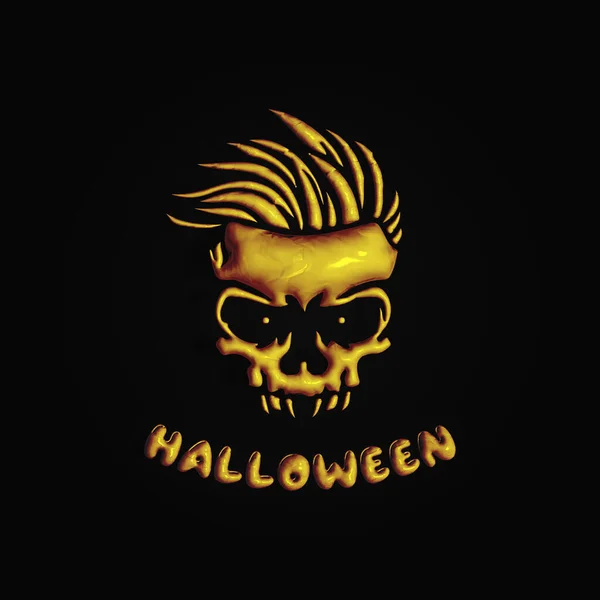 Skull Gold Bones Background Head Halloween All Hallows Eve — Stock Vector