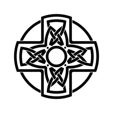 Mecazi iç içe geçen süslemelerle çapraz yap. Paskalya için dekoratif dini unsur, vaftiz. Çizici lazer kesim (cnc), tahta oyma, kağıt kesme, metal oyma veya yazdırma şablonu. Vektör illüstrasyonu.