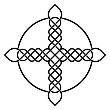 Mecazi iç içe geçen süslemelerle çapraz yap. Paskalya için dekoratif dini unsur, vaftiz. Çizer lazer kesim (cnc), tahta oyma, kağıt kesme, metal oyma veya yazdırma için şablon. 