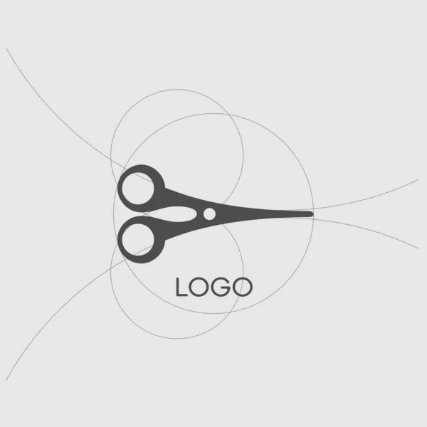 Scissors Logo Based Circles Golden Ratio Logo Haberdashery Workshop Sewing — Stock Vector