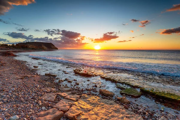 Belo Nascer Sol Sobre Mar Mediterrâneo Praia Playa Las Palmeras — Fotografia de Stock