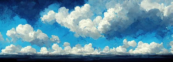 Blue sky with clouds illustration art design.
