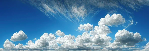 Blue sky with clouds illustration art design.