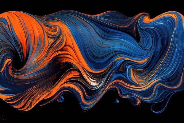 Spectacular image of blue and orange liquid ink illustration art design.