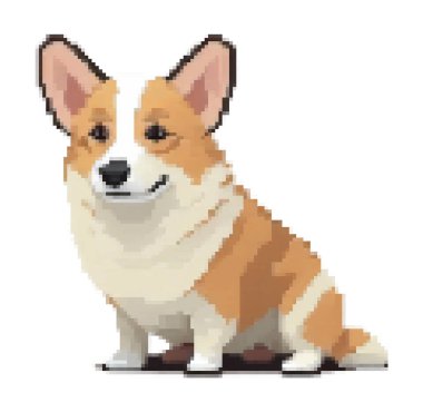 Dog Corgi piksel sanat çizimi üretiyor.