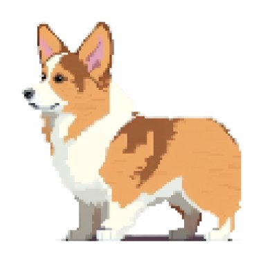 Dog Corgi piksel sanat çizimi üretiyor.