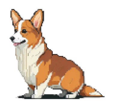 Dog Corgi piksel sanat çizimi üretiyor.