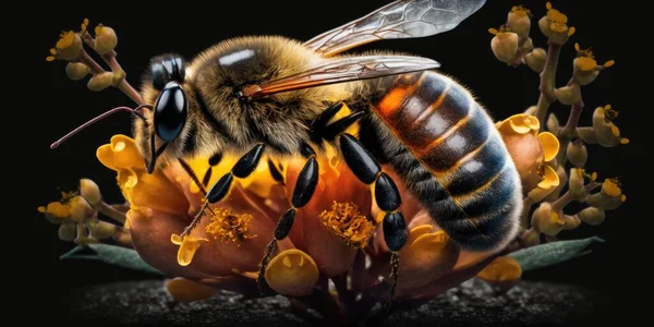 bee pollinating illustration design art..