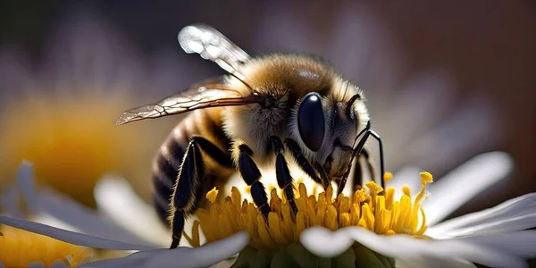 bee pollinating illustration design art.