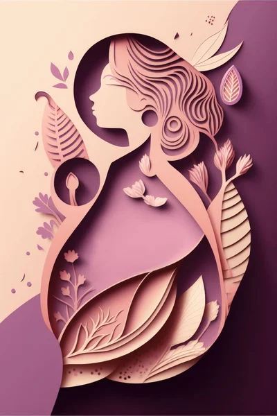 Paper cut out illustration of 8 march womens day.