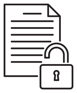 Bilgi teknolojisi belgesi, kilit, kilitlenmiş vektör resimleme.