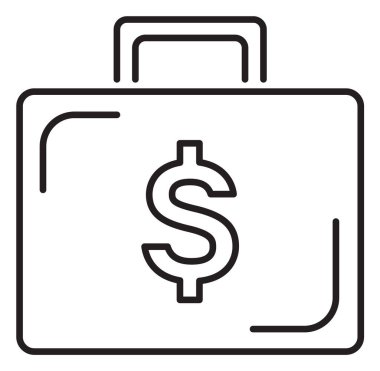 Bilgi teknolojisi dolar işareti, bavul vektör resimleme.