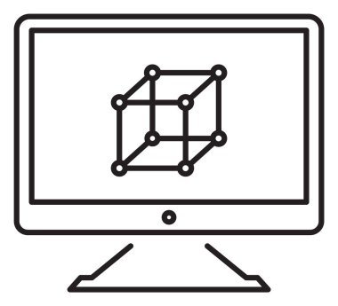 Proje yönetimi monitörü, küp, grafik tasarım vektör resimleme.