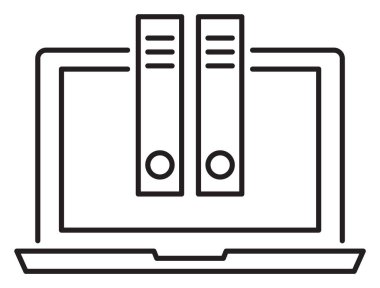 Proje yönetimi dizüstü, dizinler, arşiv vektör simgesi illüstrasyonu.