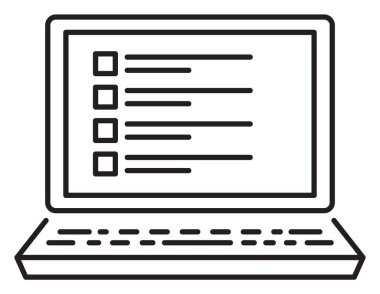 Proje yönetimi dizüstü, liste, kriter vektör resimleme.