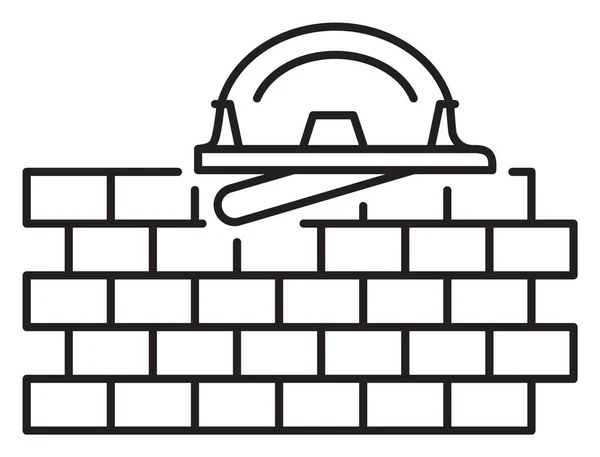 Project Management Helmet Brick Wall Work Progress Vector Icon Illustration — Stock Vector