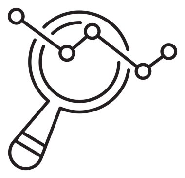 Proje yönetimi büyütme camı, grafik, veri analizi vektör resimleme.