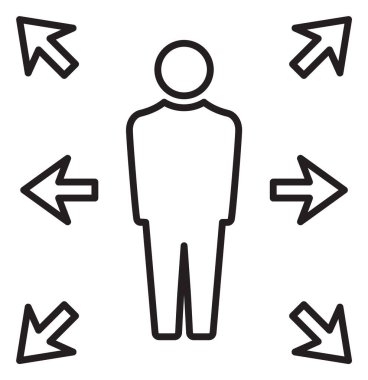 Proje yöneticisi, oklar, sosyal ağ vektör resimleme.