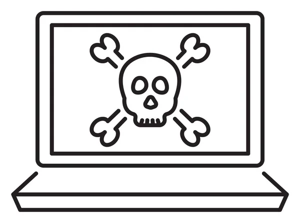 Project Management Laptop Skull Crossbones Data Analytics Vector Icon Illustration — Stock Vector