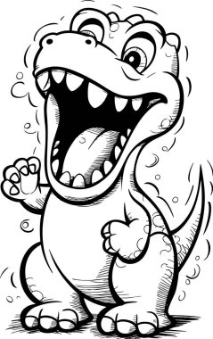 Şeffaf arkaplanda mutlu karikatür dinazorları.