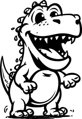 Şeffaf arkaplanda mutlu karikatür dinazorları.