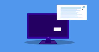 Farklı simgelerle canlandırılmış bilgi grafikleri. Mavi arkaplanda farklı grafik ve grafiklerin canlandırılması. Yüksek kalite 4k görüntü.