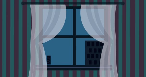 Desmaios Nocturnos Vista Apartamento Com Velas Animação Uma Cidade Escura — Vídeo de Stock