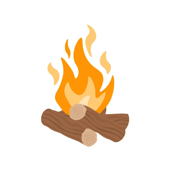 白地に隔離された木材でたき火を燃焼のベクトルイラスト トップ表示 — ストックベクタ