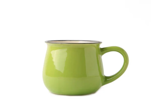 Green Mug Isolated White Background Top View — Stock Photo, Image