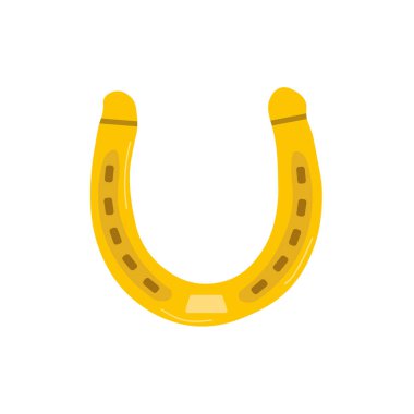 Golden horseshoe, lucky St. Patrick's day symbol. Good luck sign, vector clip art illustration. Top view