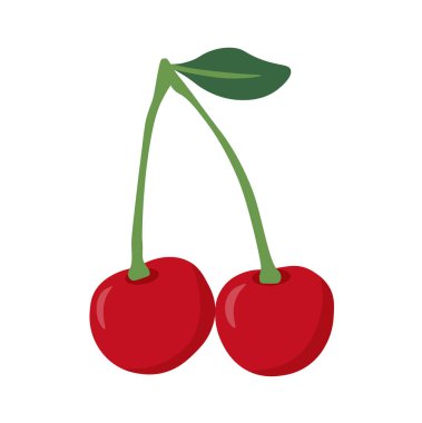 Vector cherry illustration isolated on a white background. Cartoon style icon. top view