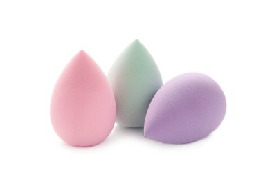 Make up - sponges isolated on white background. Top view