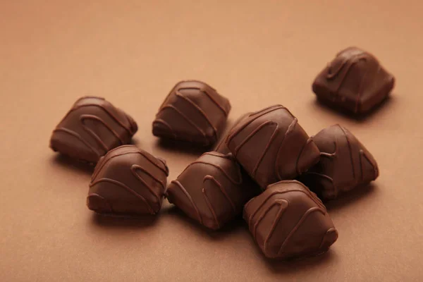 Choklad Godis Brun Bakgrund Ovanifrån — Stockfoto