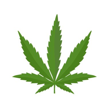 Mariuhana yaprağı sembolü, marihuana veya kenevir ikonu, kenevir tıbbi işareti, ot uyuşturucu vektör illüstrasyonu. Üst görünüm